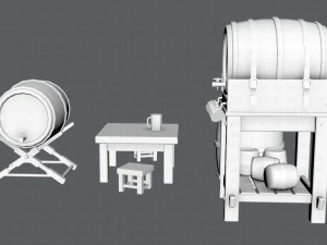 3d barrel lowpolygon v01 3D Model