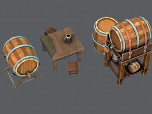 3d barrel lowpolygon v01 3D Model