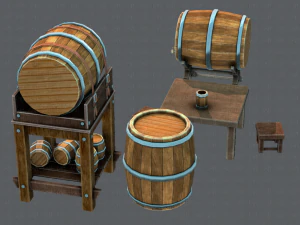 3d barrel lowpolygon v01 3D Model