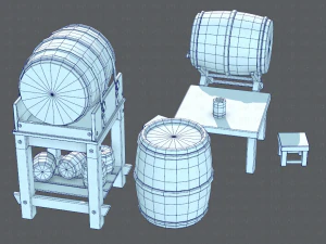 3d barrel lowpolygon v01 3D Model
