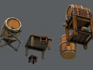 3d barrel lowpolygon v01 3D Model