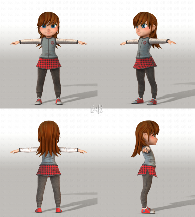 girl v02 3D Модель .c4d .max .obj .3ds .fbx .stl .blend 