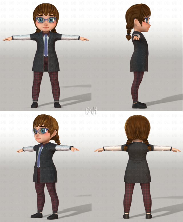 girl v03 3D Model .c4d .max .obj .3ds .fbx .stl .blend 