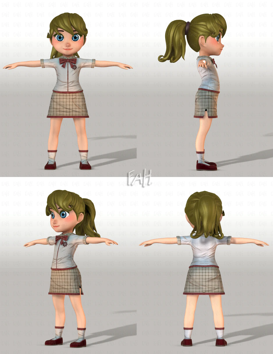 girl v04 3D Model .c4d .max .obj .3ds .fbx .stl .blend 