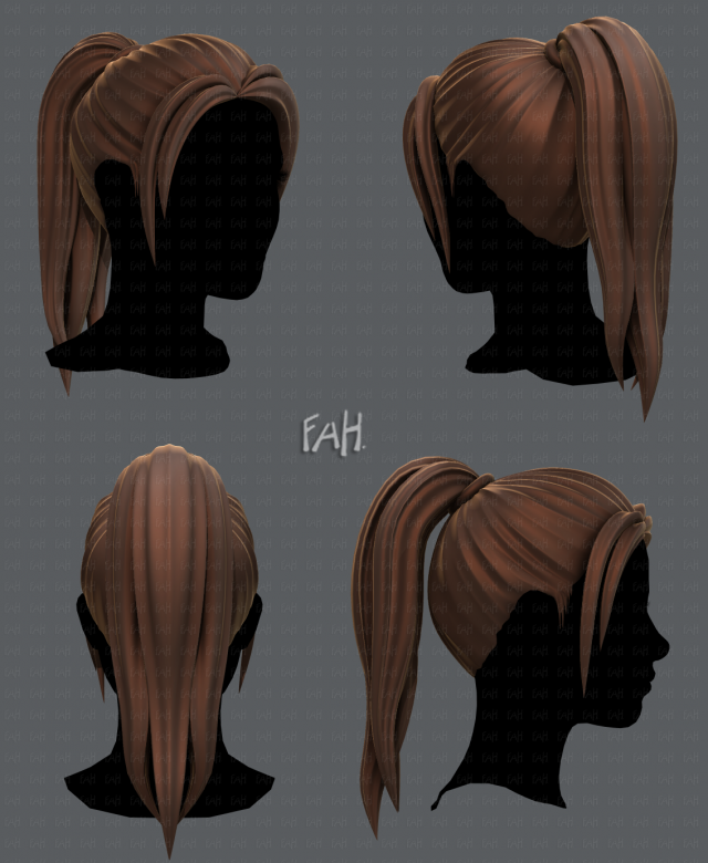 3d hair style for woman v02 3D Model .c4d .max .obj .3ds .fbx .stl .blend 