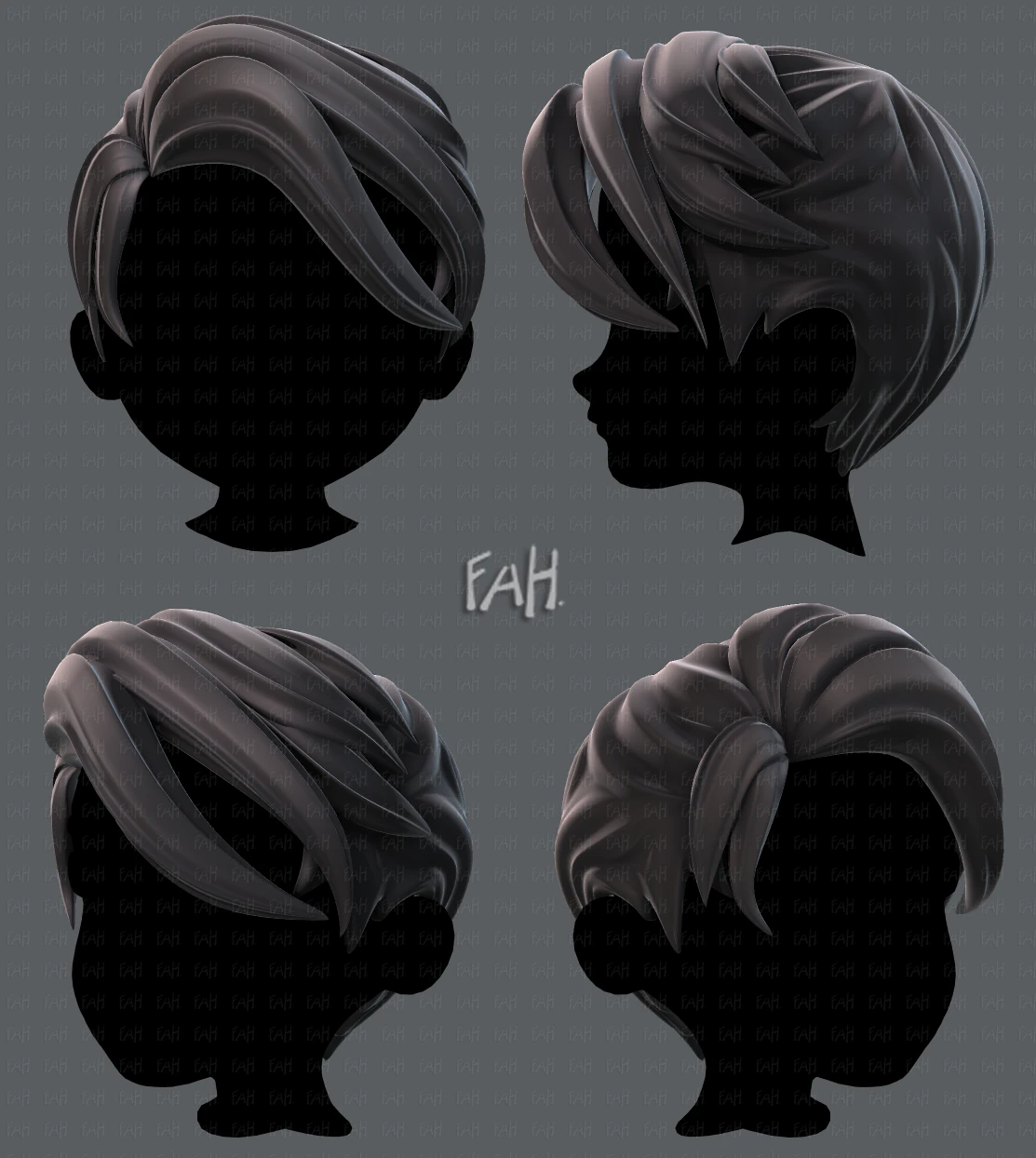 3d hair style for boy v06 3D Model .c4d .max .obj .3ds .fbx .stl .blend