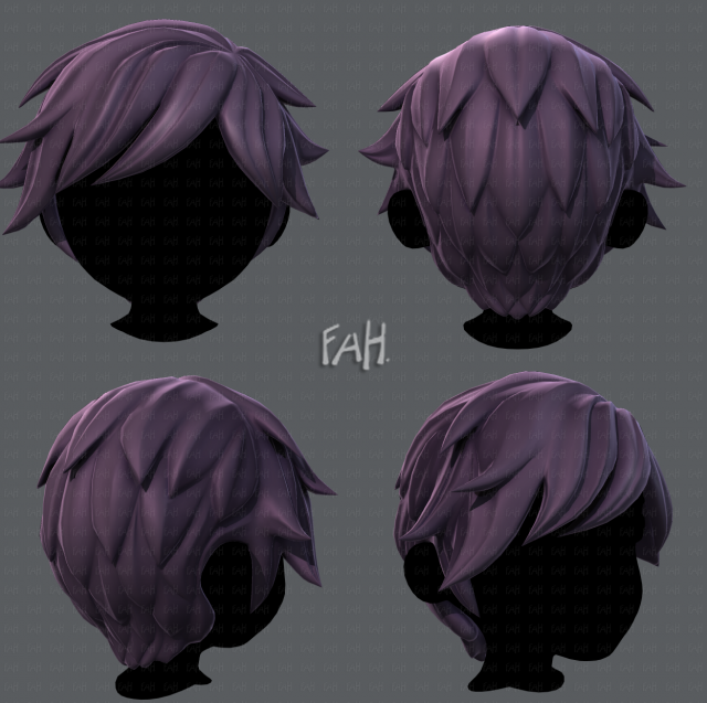 3d hair style for boy v07 3D Model .c4d .max .obj .3ds .fbx .stl .blend 