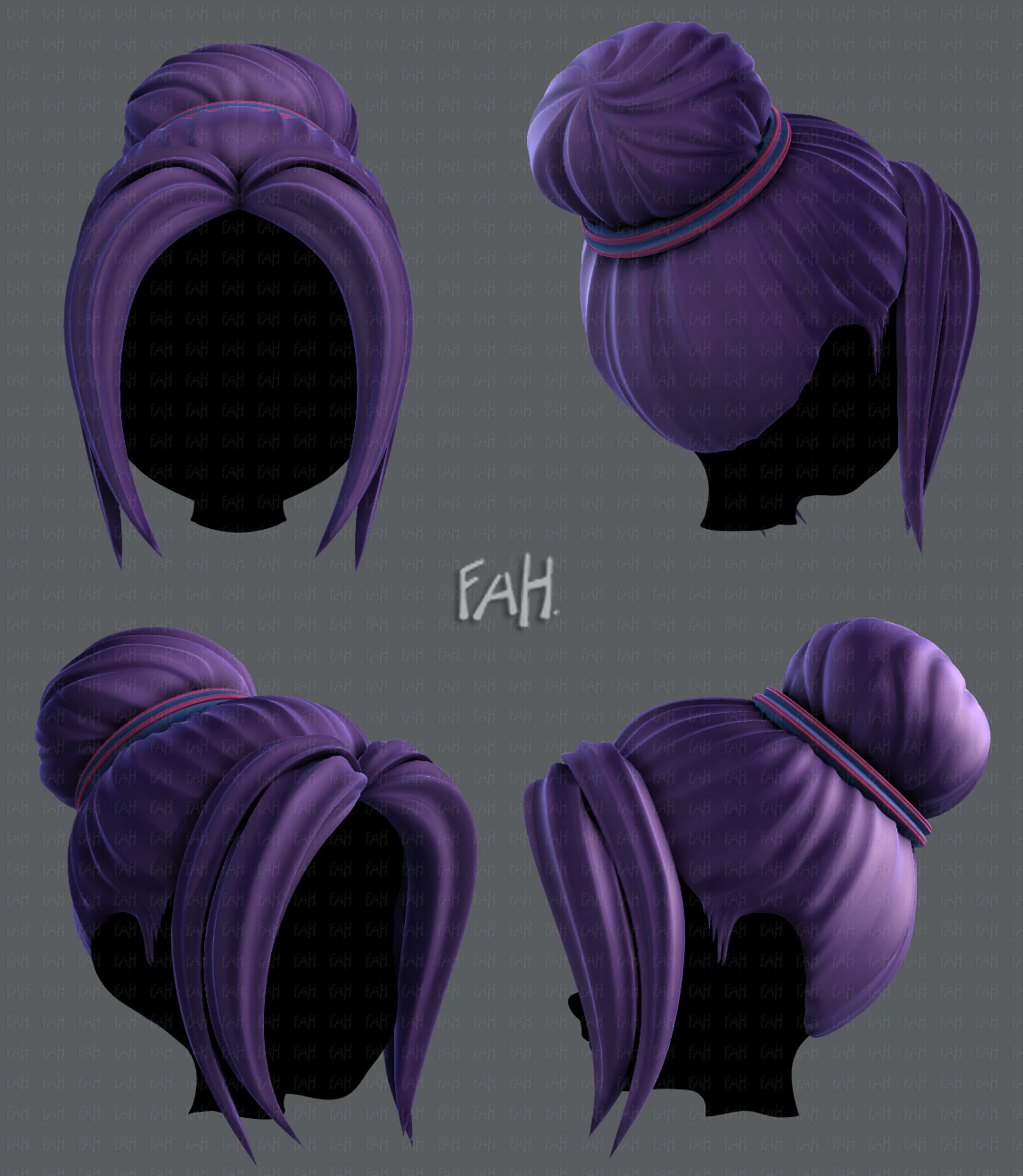 3d hair style for girl v08 3D Model .c4d .max .obj .3ds .fbx .stl .blend 