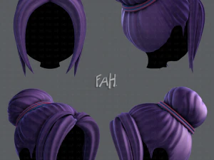 Coiffure 3D pour fille v08 Modèle 3D