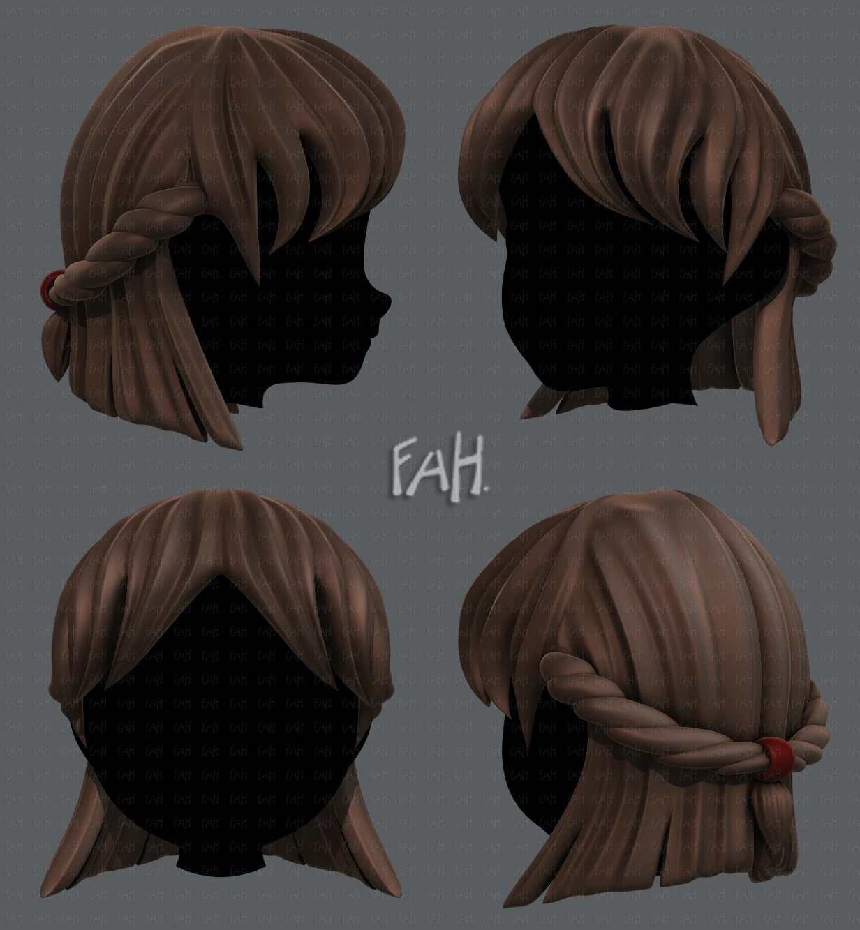 3d hair style for girl v10 3D Model .c4d .max .obj .3ds .fbx .stl .blend 