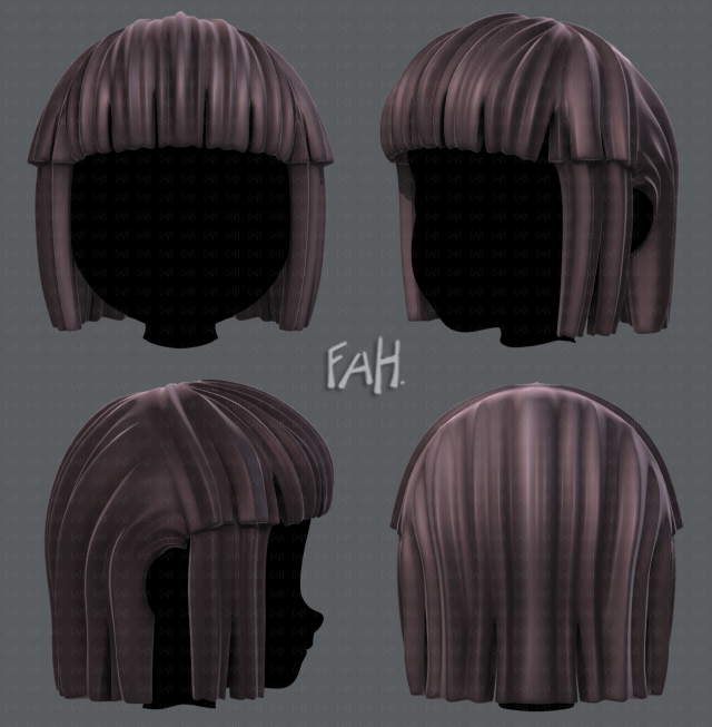 3d hair style for girl v11 3D मॉडल .c4d .max .obj .3ds .fbx .stl .blend 