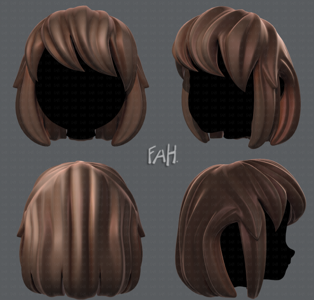 3d hair style for girl v12 3D Model .c4d .max .obj .3ds .fbx .stl .blend 