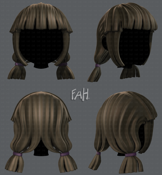 3d hair style for girl v14 Model 3D .c4d .max .obj .3ds .fbx .stl .blend 