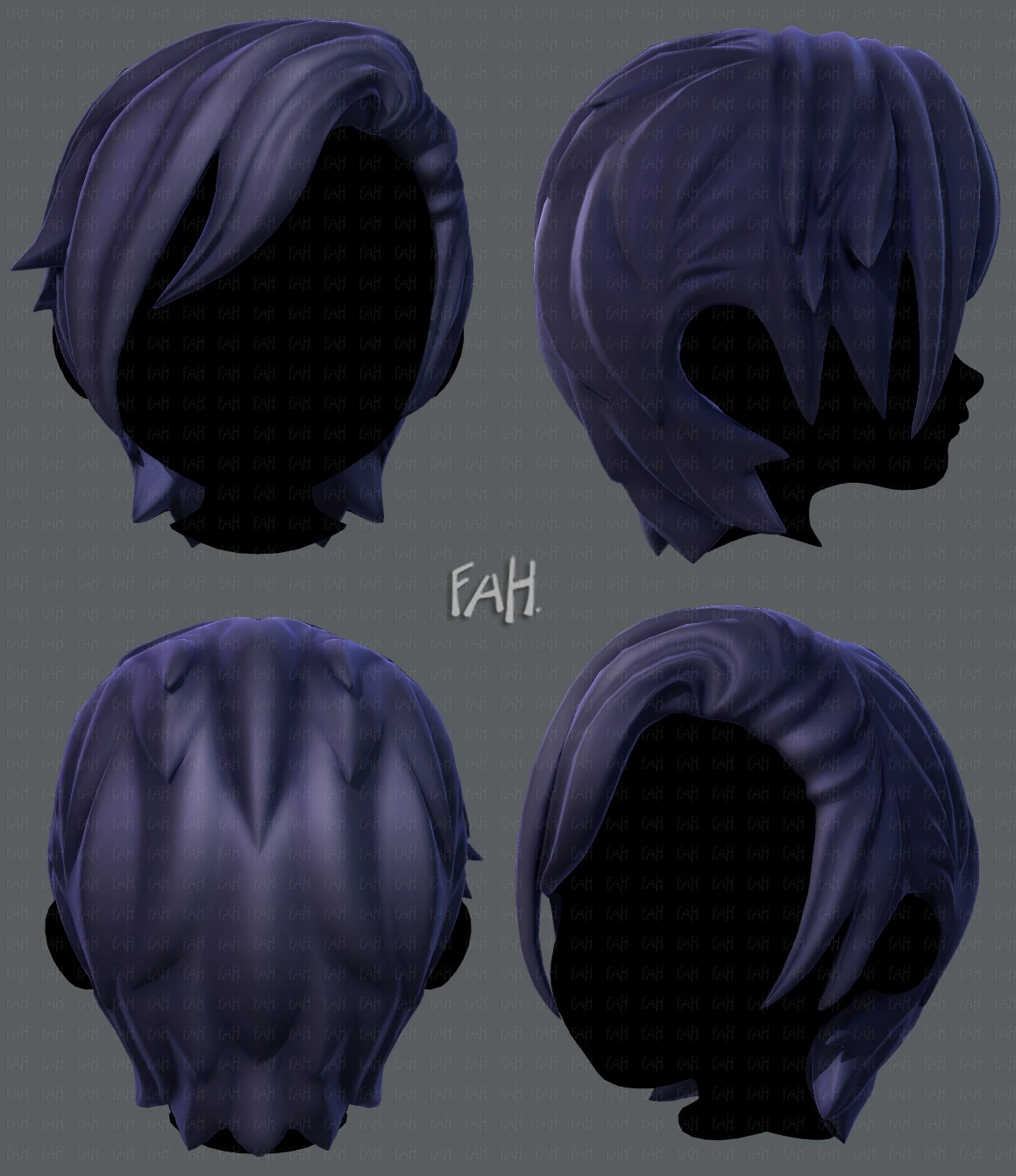 3d hair style for boy v08 3D Model .c4d .max .obj .3ds .fbx .stl .blend 