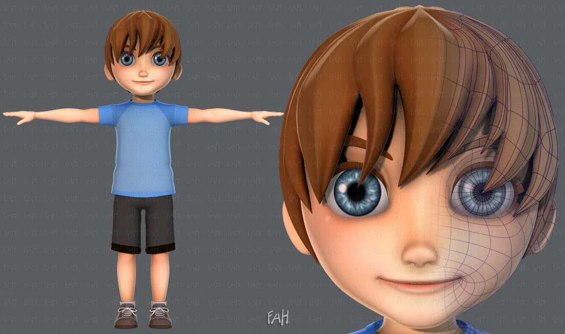 boy character 3D Model .c4d .max .obj .3ds .fbx .stl .blend 