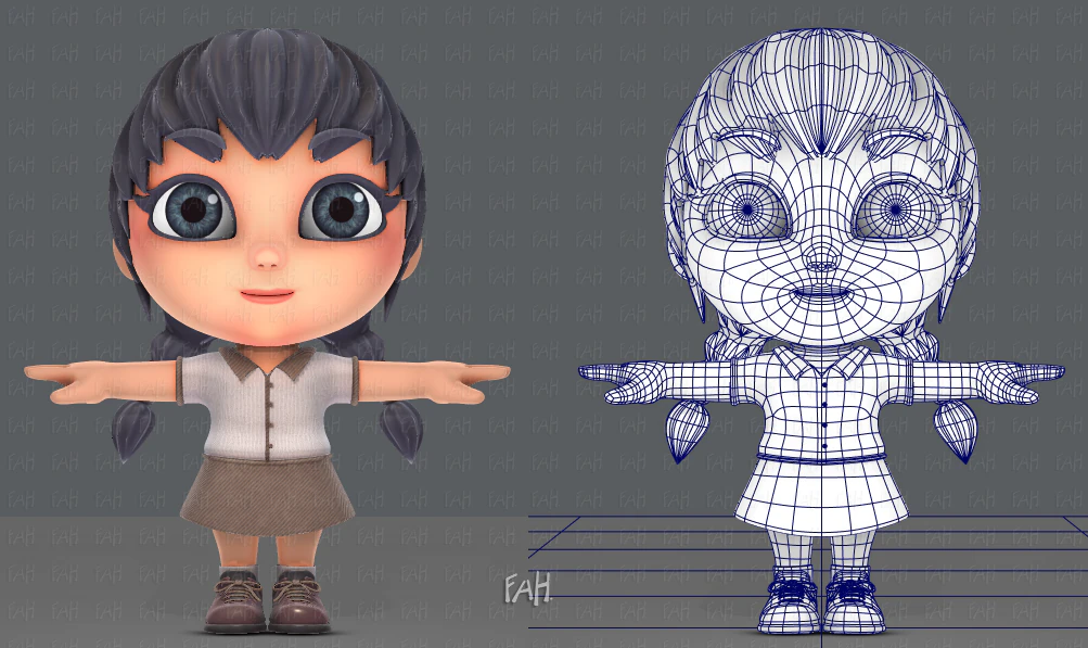 girl sd 3D Model .c4d .max .obj .3ds .fbx .stl .blend 