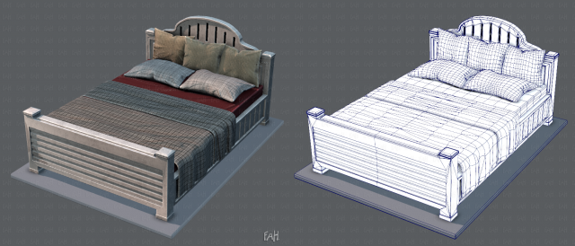 bed v01 3D 모델 .c4d .max .obj .3ds .fbx .stl .blend 