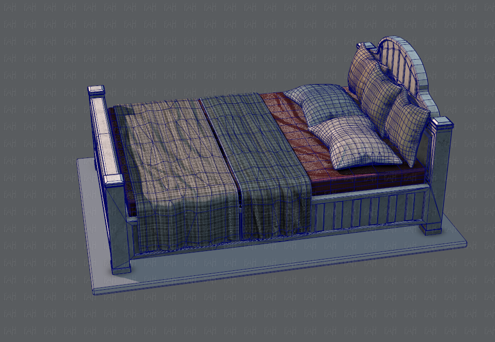 Bed 5. Amal_bed_v01. blender bed model. iron mesh beds 5 importunate railway porters.
