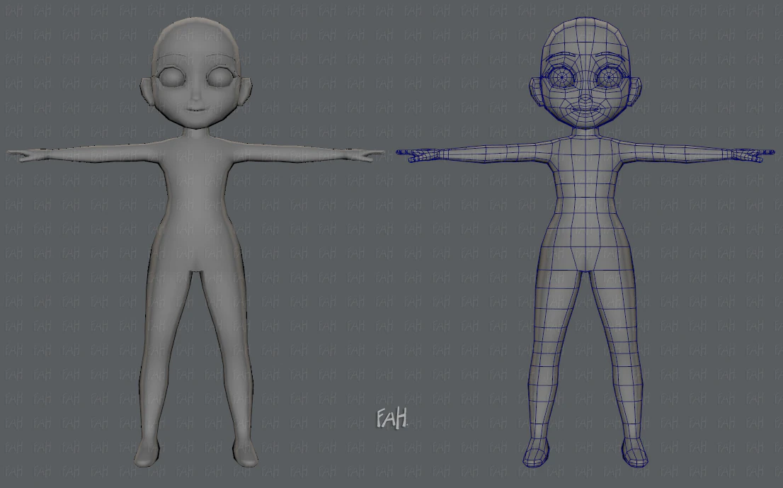 base mesh girl character low polygon 3D Model .c4d .max .obj .3ds .fbx .stl .blend 