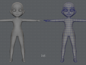 base mesh girl character low polygon 3D Model