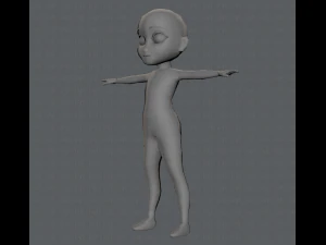 base mesh girl character low polygon 3D Model