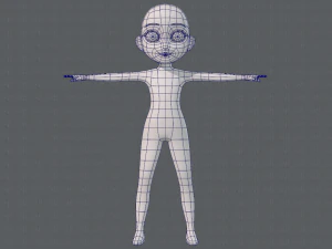 base mesh girl character low polygon 3D Model