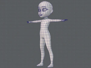 base mesh girl character low polygon 3D Model