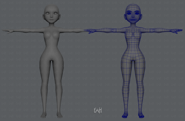 Female Body Base Mesh 3D Model in Woman 3DExport