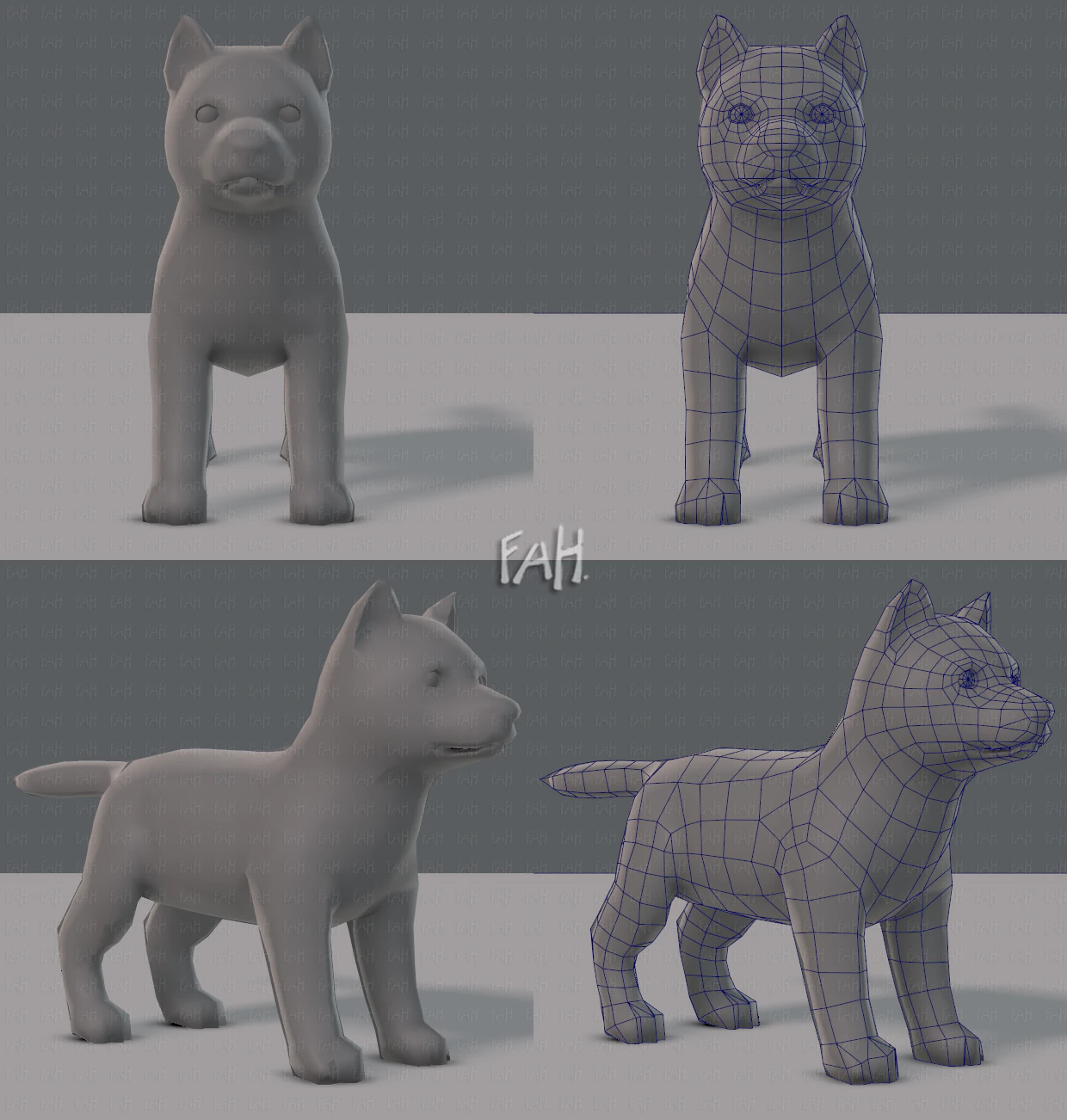 dog base for gamev02 3D Model .c4d .max .obj .3ds .fbx .stl .blend 