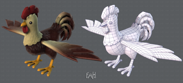 chicken cartoon basev02 3D Модель .c4d .max .obj .3ds .fbx .stl .blend 
