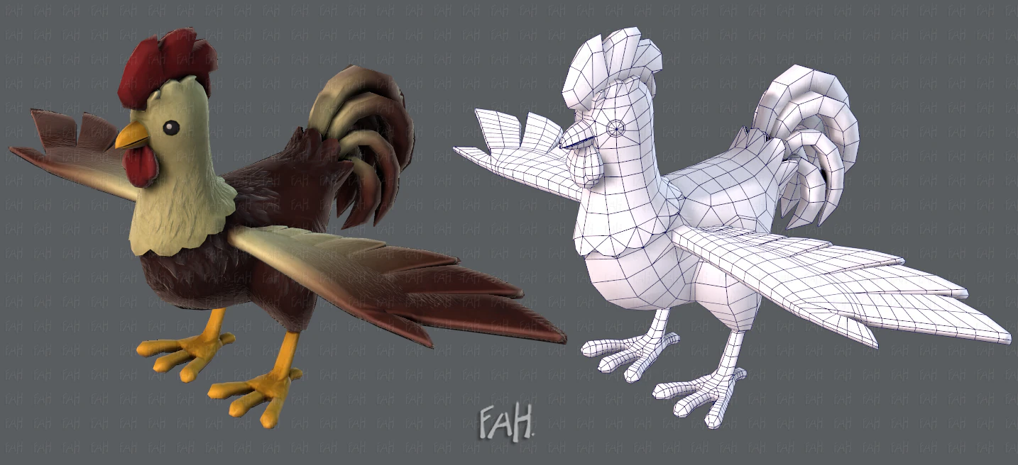 chicken cartoon basev02 3D Model .c4d .max .obj .3ds .fbx .stl .blend 