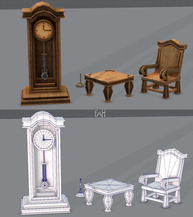 furniture set for game 3D Model .c4d .max .obj .3ds .fbx .stl .blend 