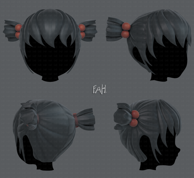 3d hair style for girl v15 Model 3D .c4d .max .obj .3ds .fbx .stl .blend 
