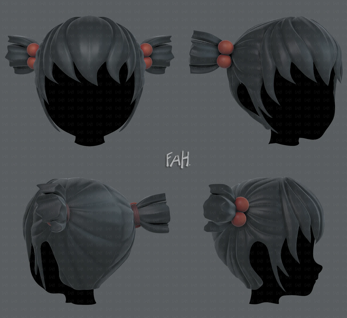 3d hair style for girl v15 3D Model .c4d .max .obj .3ds .fbx .stl .blend