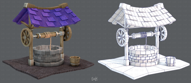 medieval well cartoon Modèle 3D .c4d .max .obj .3ds .fbx .stl .blend 