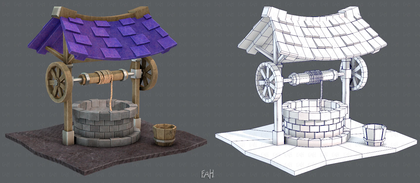 medieval well cartoon 3D Model .c4d .max .obj .3ds .fbx .stl .blend 