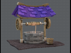 medieval well cartoon Modèle 3D