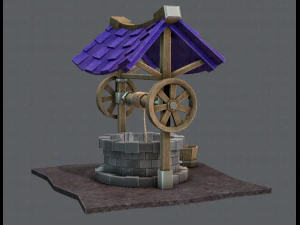 medieval well cartoon 3D Model