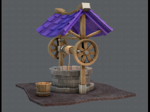 medieval well cartoon Modèle 3D