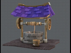 medieval well cartoon 3D Model
