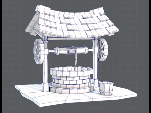 medieval well cartoon Modèle 3D