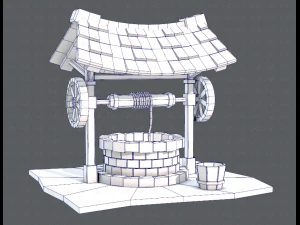 medieval well cartoon 3D Model