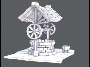 medieval well cartoon 3D Model