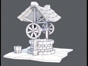 medieval well cartoon 3D Model