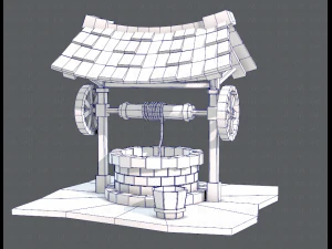 medieval well cartoon 3D Model