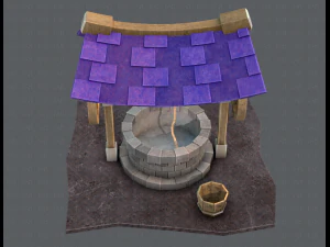 medieval well cartoon 3D Model
