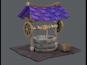 medieval well cartoon Modèle 3D