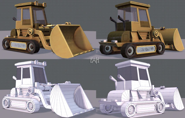 tractor lowpoly 3D Model .c4d .max .obj .3ds .fbx .stl .blend 