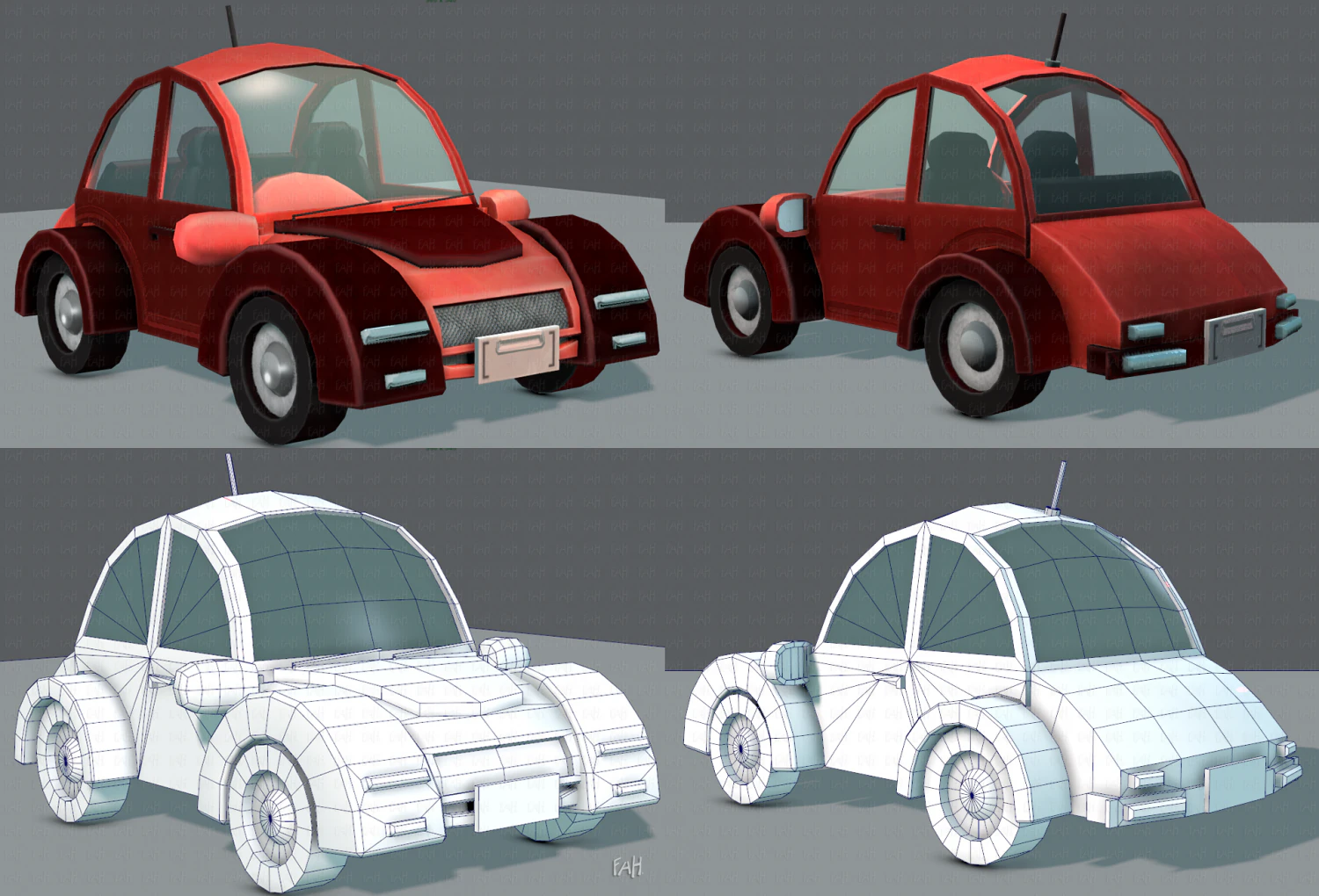 cartoon car 02 3D Model .c4d .max .obj .3ds .fbx .stl .blend 