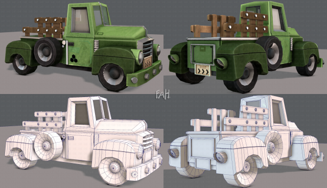 pickup truck cartoon 3D 模型 .c4d .max .obj .3ds .fbx .stl .blend 